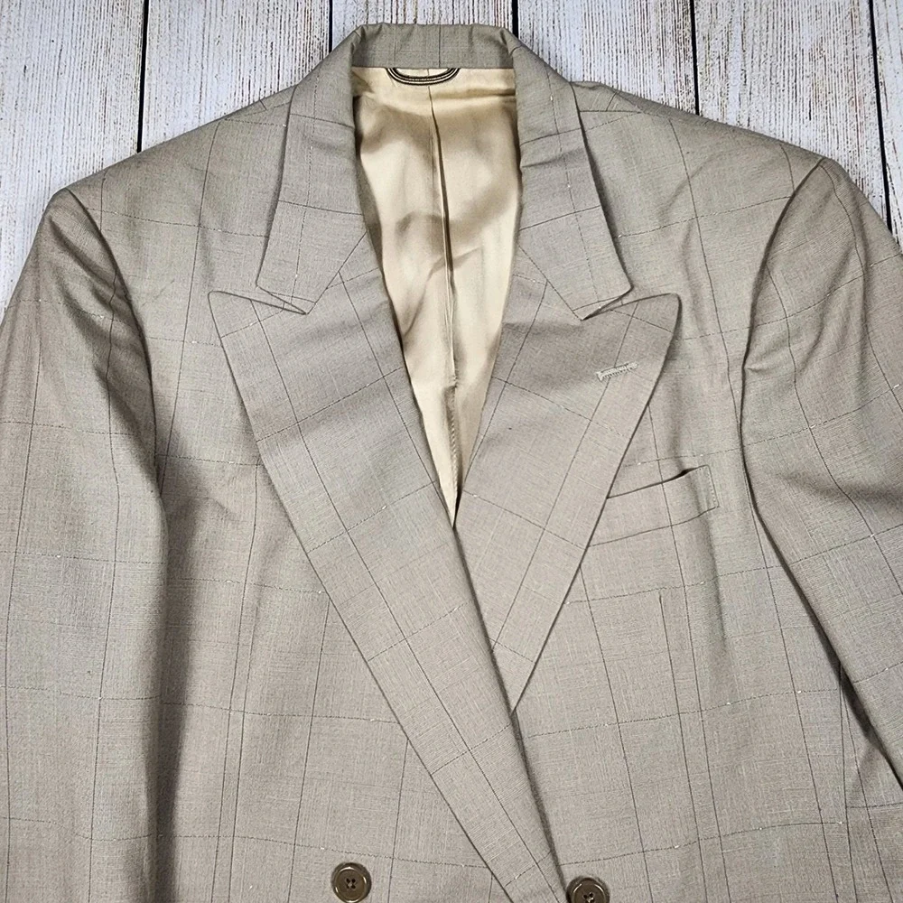 Christian Dior Monsieur Blazer Mens Size 41L Taupe/Purple Double Breasted‎